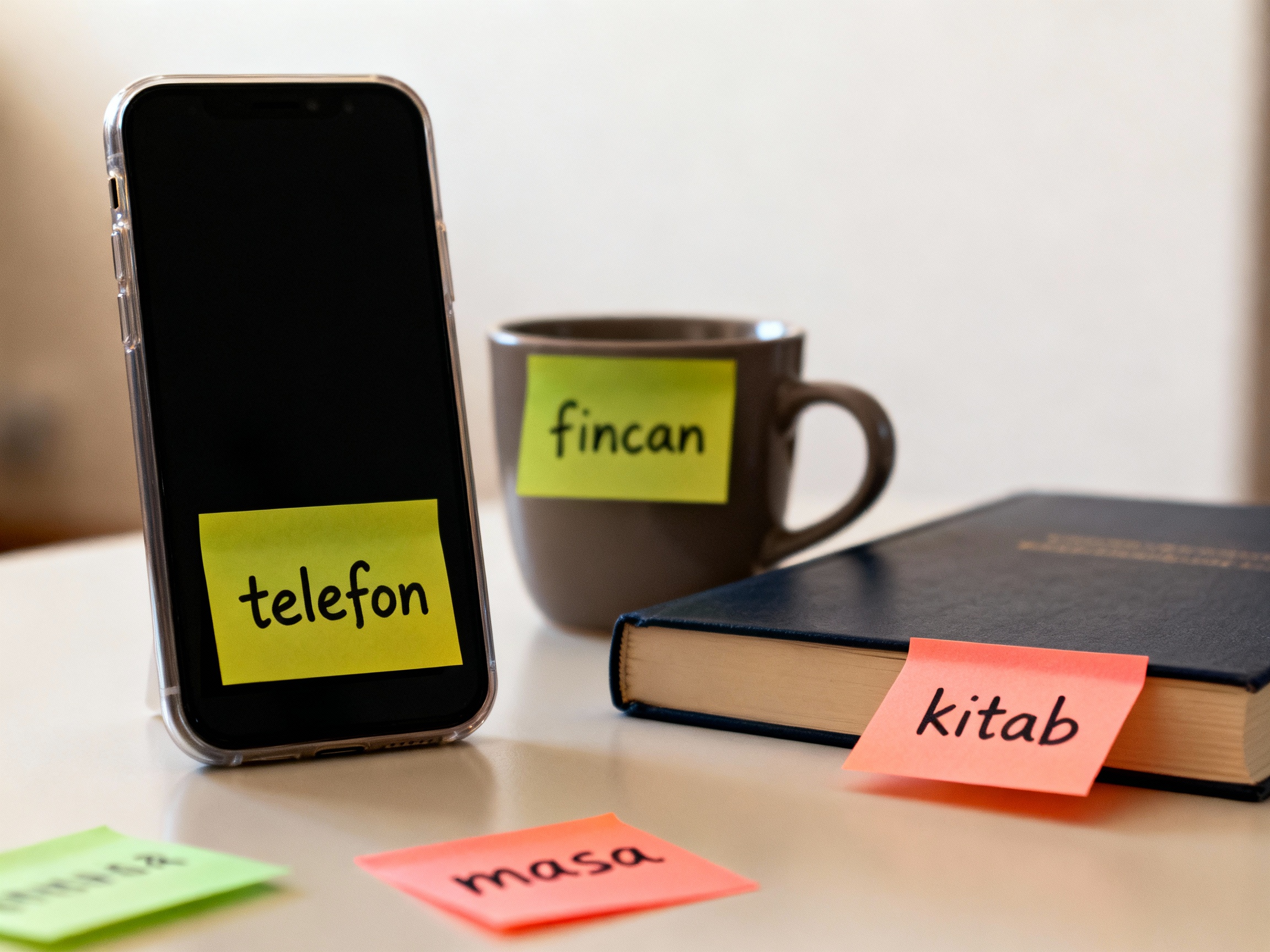 Azerbaijani sticky notes on household items