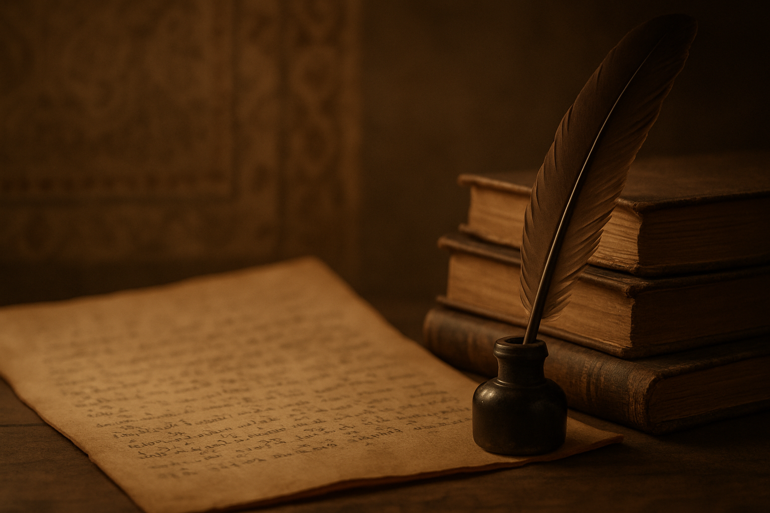 Classical Azerbaijani literary elements symbolizing poetry, philosophy, and cultural continuity