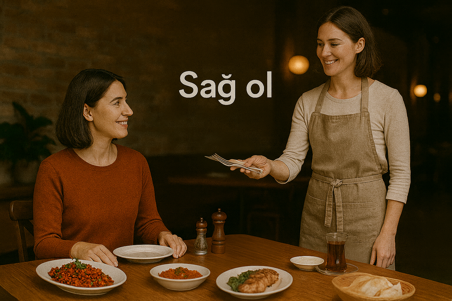 Two people sharing tea, expressing gratitude through conversation